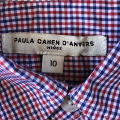 Camisa manga corta cuadrille azul y rojo Paula Cahen D´Anvers - 10A - tienda online