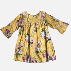 Vestido manga larga floreado amarillo Little Akiabara - 6A - comprar online