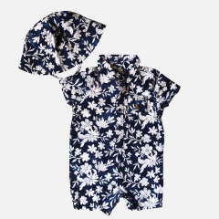 Conjunto de enterito manga corta y gorro azul floreado Gap - 18-24M - comprar online