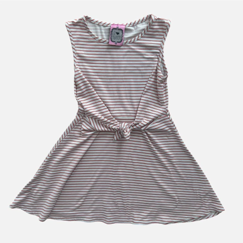 Vestido de algodón sin mangas rayado rosa y blanco 2Teen - 6-8A - comprar online