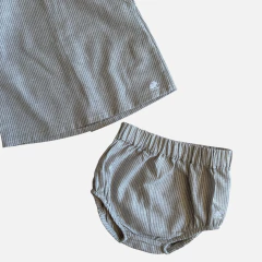 Conjunto de camisa sin mangas y bombachudo rayado beige y blanco Baby Cottons *NUEVO* - 12M en internet