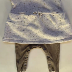 Vestido de algodón manga larga beige con body pata larga marrón Zara - 9-12M en internet