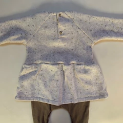 Vestido de algodón manga larga beige con body pata larga marrón Zara - 9-12M - Comunidad Vestireta