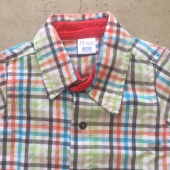 Camisa manga corta cuadrille naranja y verde Free - 3-6M en internet
