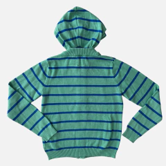 Campera de hilo de algodón verde con rayas azules Hush Puppies - 8A - comprar online