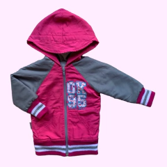 Campera de nylon gris y rosa con interior de polar OK Madison - 9-12M