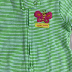 Enterito manga larga de algodón con piecitos rayado verde y rosa "Mariposa" Carter´s - 3M en internet