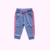 Pantalón de algodón gris con franjas rosas y cintura elástica Laughing Llama - 9-12M