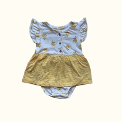 Vestido manga corta de algodón con body floreado amarillo Carter's - 12-18M