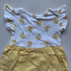 Vestido manga corta de algodón con body floreado amarillo Carter's - 12-18M en internet