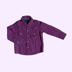 Camisa manga larga cuadrillé rosa "Grenoble" Mimo - 2A