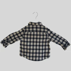 Camisa manga larga leñadora a cuadros azul y blanca Zara - 12-18M - Comunidad Vestireta
