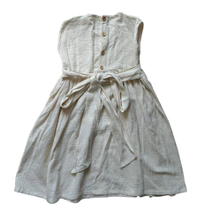 Vestido de lino sin mangas beige bordado Sunflora - 6A - tienda online