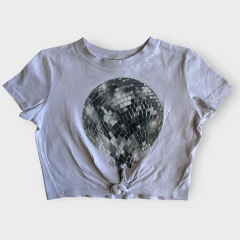 Remera de algodón manga corta lila con nudo "Bola de Boliche" H&M - 8-10A - comprar online