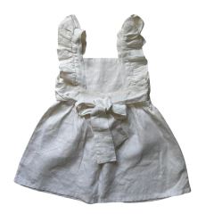 Vestido sin mangas de 100% lino blanco con bolados SIN ETIQUETA - 6A en internet