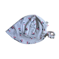 Conjunto vestido sin mangas, bombachudo y gorro de algodón blanco "Cerezas" Baby Cottons - 6-9M