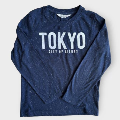 Remera de algodón manga larga azul "Tokyo city of lights" H&M - 6-8A - comprar online
