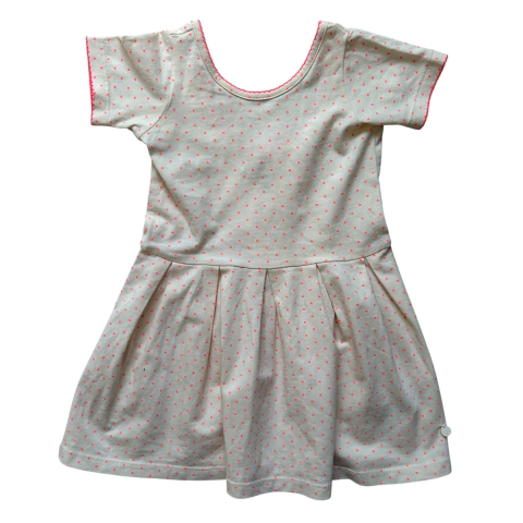 Vestido de algodón manga corta beige y rosa Little Akiabara - 2A - comprar online