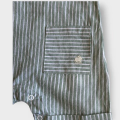 Enterito de lino verde rayado Baby Cottons *NUEVO* - 6M - Comunidad Vestireta