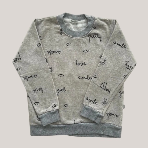 Buzo de algodón "Smile,love,happy" gris Weak Weak *NUEVO* - 6A - comprar online