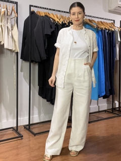 Calça Pences Linho Priscila - Branca - THAÊ