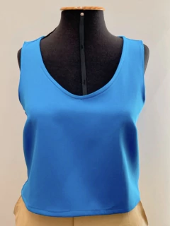 Blusa Cavada Decote V - Azul - comprar online