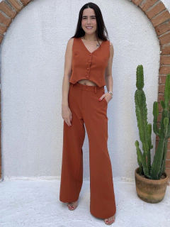 Calça Reta Alfaiataria - Terracota - comprar online