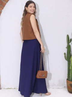 Vestido Fenda Frontal Lizete - Azul Marinho - THAÊ