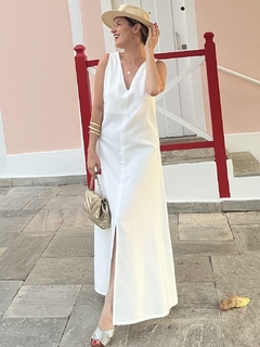 Vestido Fenda Frontal - Off White - THAÊ