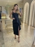 Vestido midi Peplum com fenda em zibeline Preto - comprar online
