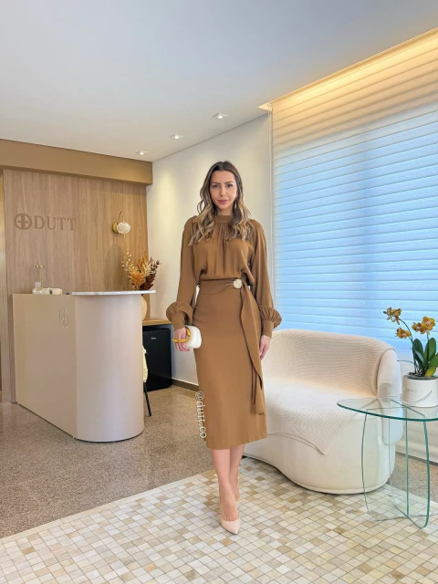 Vestido Lovlity Clarisse marrom