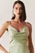 Vestido Libano longo em cetim com amarração nas costas menta - Dutt & Co.