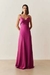Vestido Libano longo em cetim com amarração nas costas fúcsia - comprar online