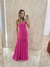 Vestido longo Margot em chiffon drapeado Pink - comprar online