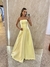 Vestido Sofia longo em zibeline corpo alongado amarelo