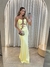 Vestido longo Gaia com recortes e argolas amarelo - comprar online