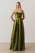 Vestido Longo Sem Alça Pregas Saia e Busto Santorini oliva - comprar online