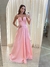 Vestido Diana longo em tafitá com corset alongado rosa - comprar online