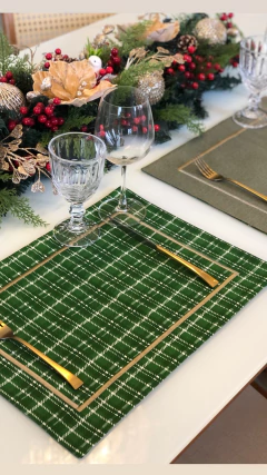 Lugar Americano Xadrez Verde Natal