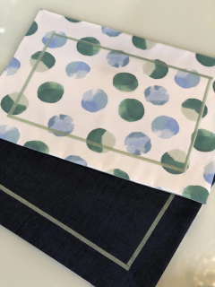 Lugar Americano Easter Verde com azul liso