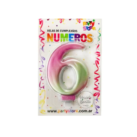 Velas de cumpleaños numero 6.