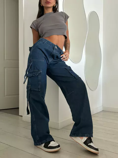 CARGO LOW RISE AZUL OSCURO