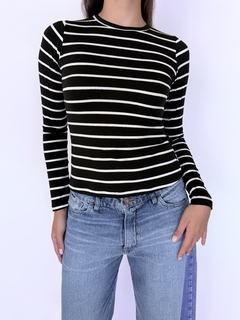 (53028) REMERA CUELLO REDONDO M/L SOFT RAYADO