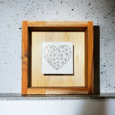 Quadro Wood Azule Heart