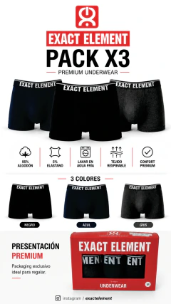 BOXER PACK X 3 UNIDADES - Exact Element