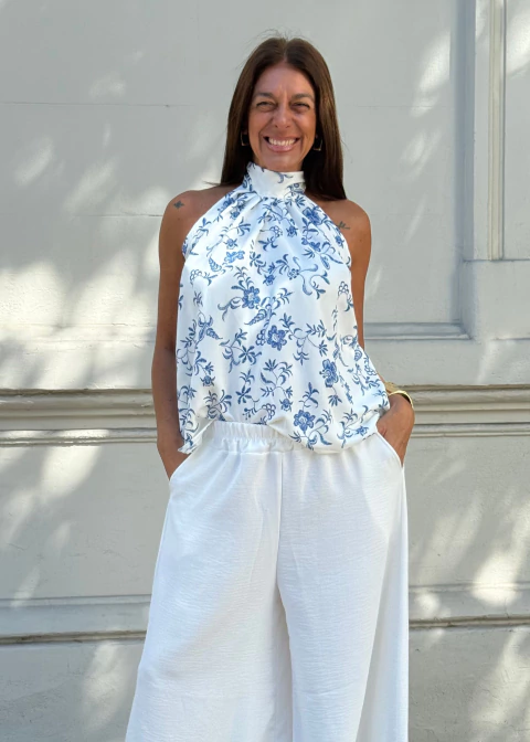 BLUSA HALTER BORDADA CAPRI - comprar online