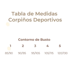 Corpiño deportivo colores tabla de medidas Breteles anchos