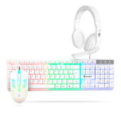 Kit Gamer EG-55 Branco Evolut Teclado Mouse Headset