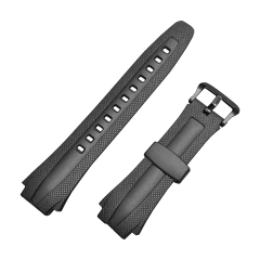 Pulseira Para Casio World Time AQ-160W Series Borracha Preto Completa com Fivela - comprar online
