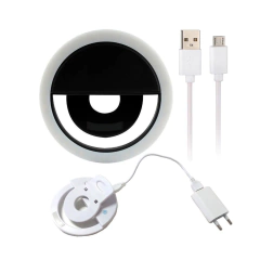 Ring Light Recarregável em LED para Celular - Preto